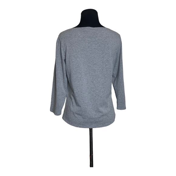 Eileen Fisher Gray Boat Neck 3/4 Sleeves Top Size PM - Picture 5 of 8